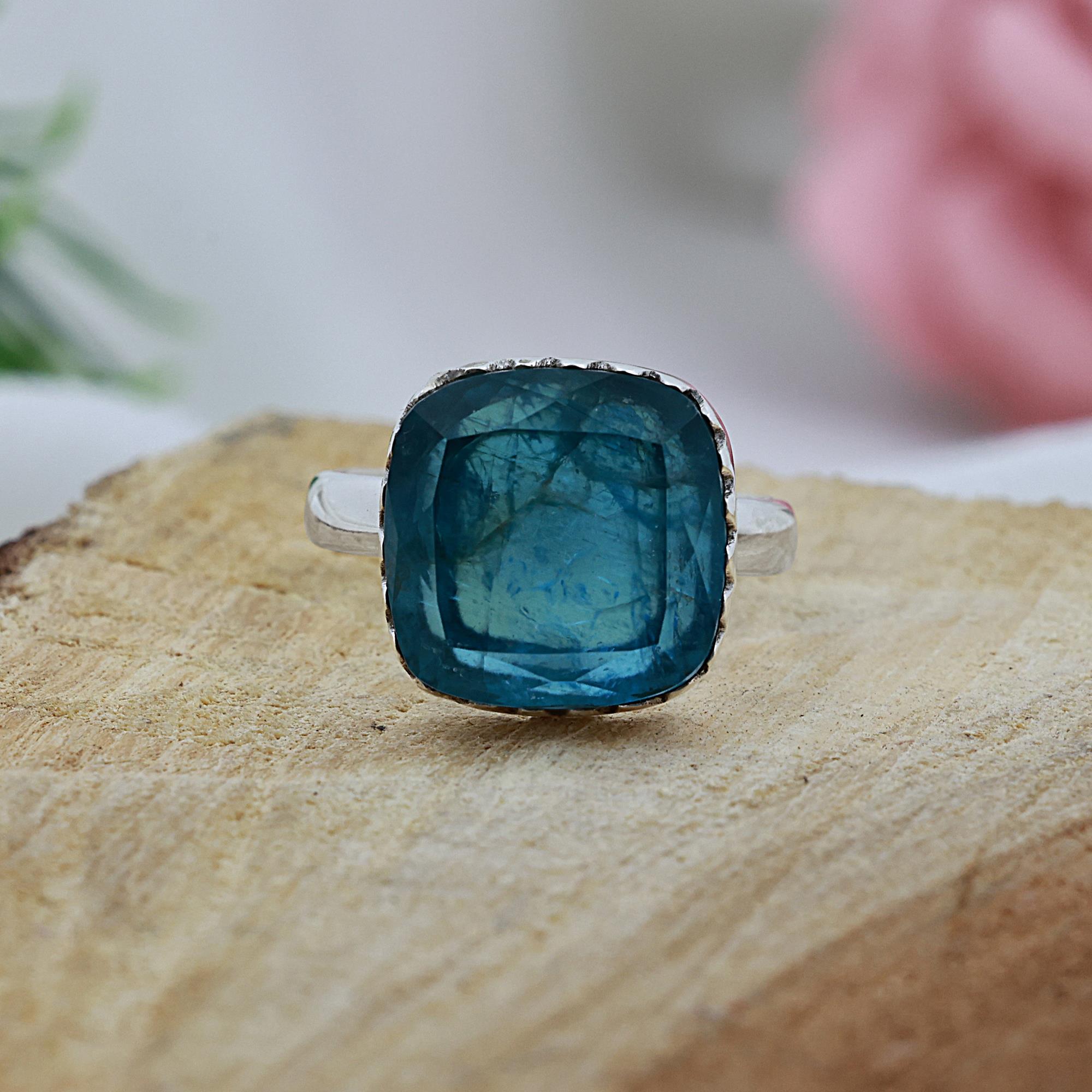 925 Sterling Silver Apatite Handmade Ring  