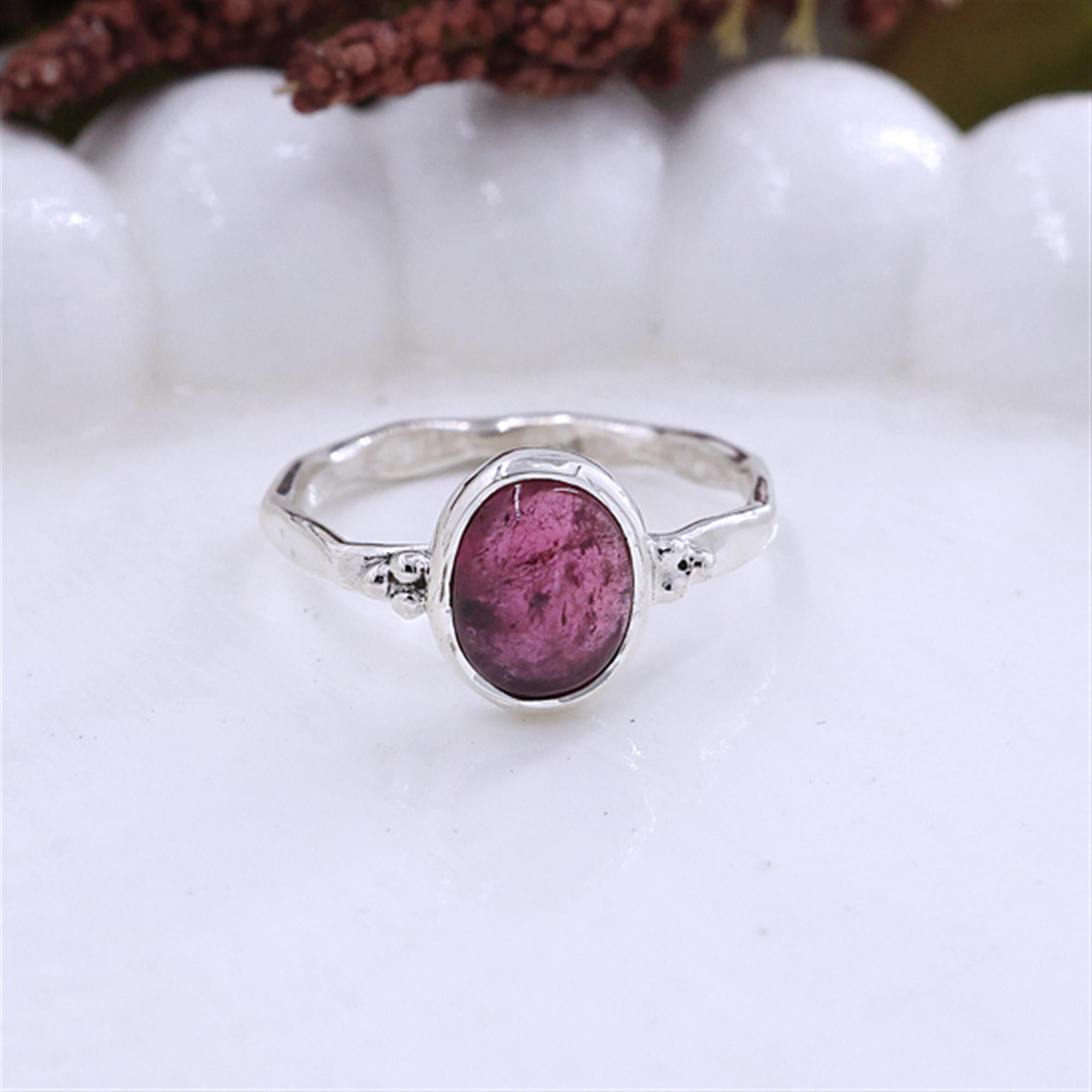 Genuine Pink Tourmaline Oval Shaped Ring 925 Sterling Silver Handmade Jewelry  