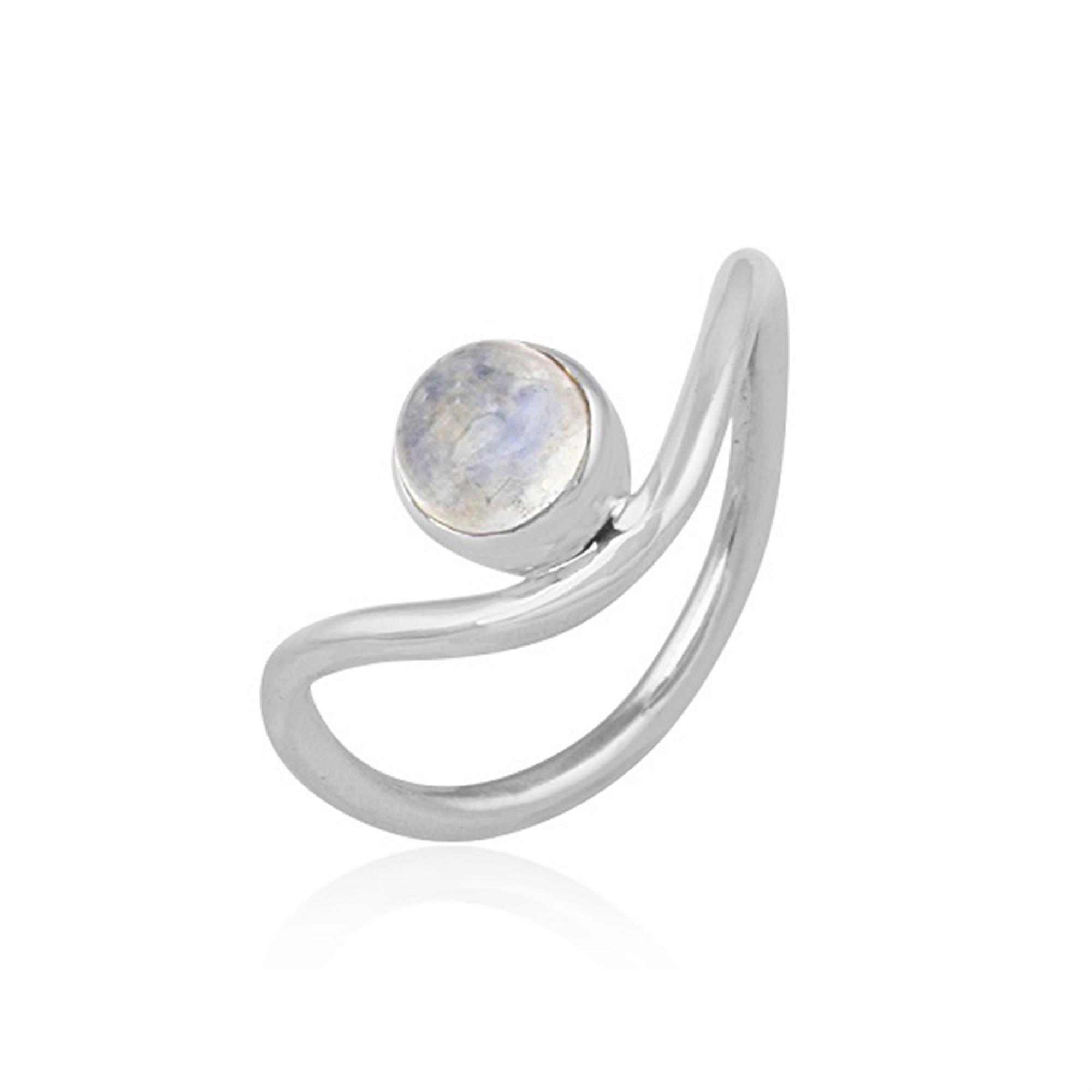 925 Sterling Silver Round Moonstone Stackable Band Ring Jewelry Supplier 