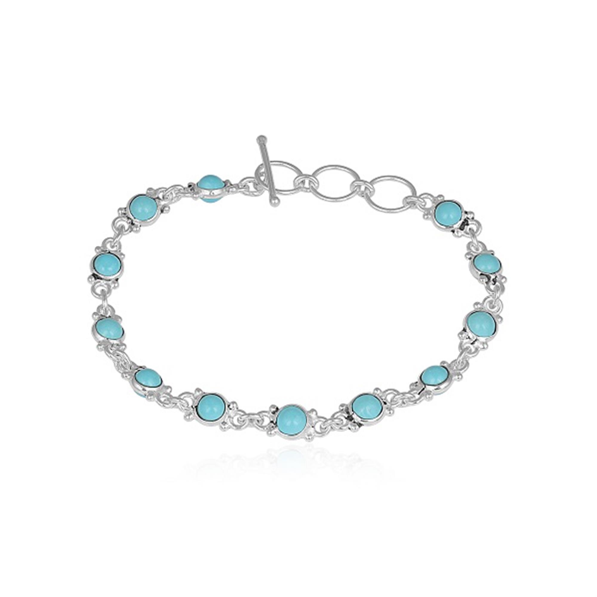 Buy 925 Sterling Silver Round Shape Gemstone Bracelet Fine Jewelry Manufacturer 