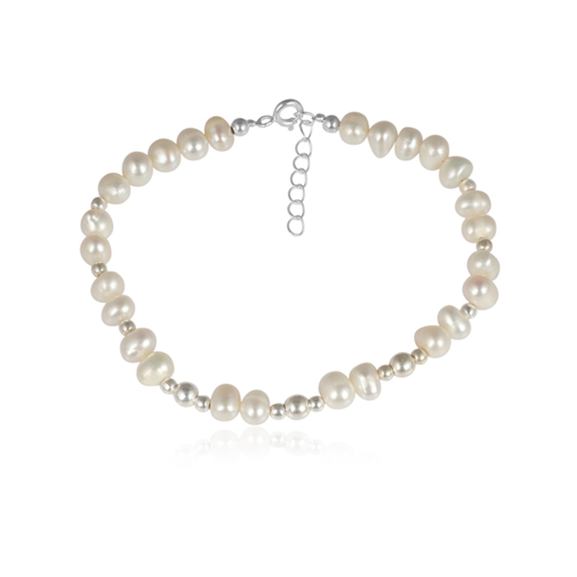 925 Sterling Silver Pearl Beads Women Bracelet Jewelry Supplier 