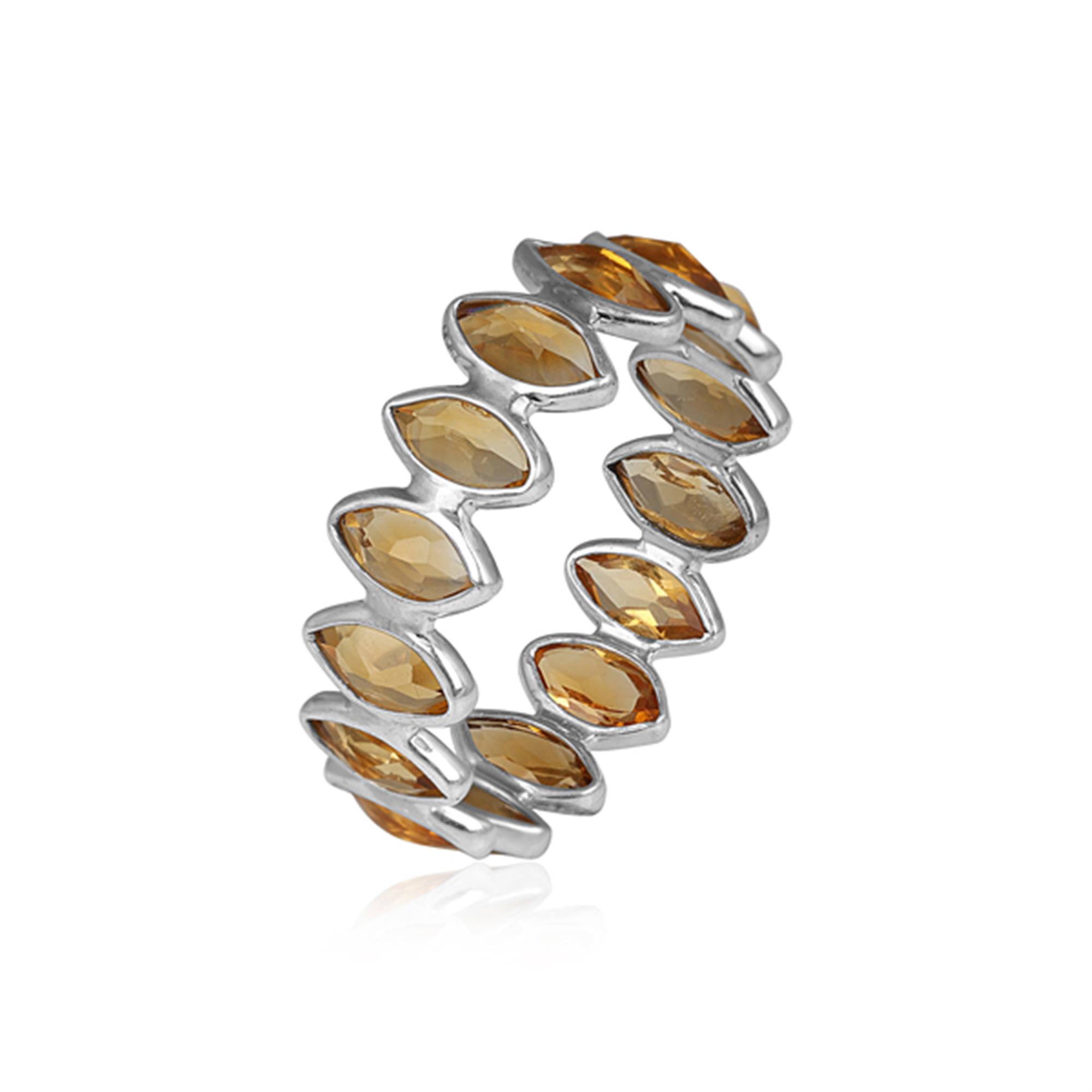 925 Sterling Silver Citrine Eternity Band Ring Jewelry Exporter 