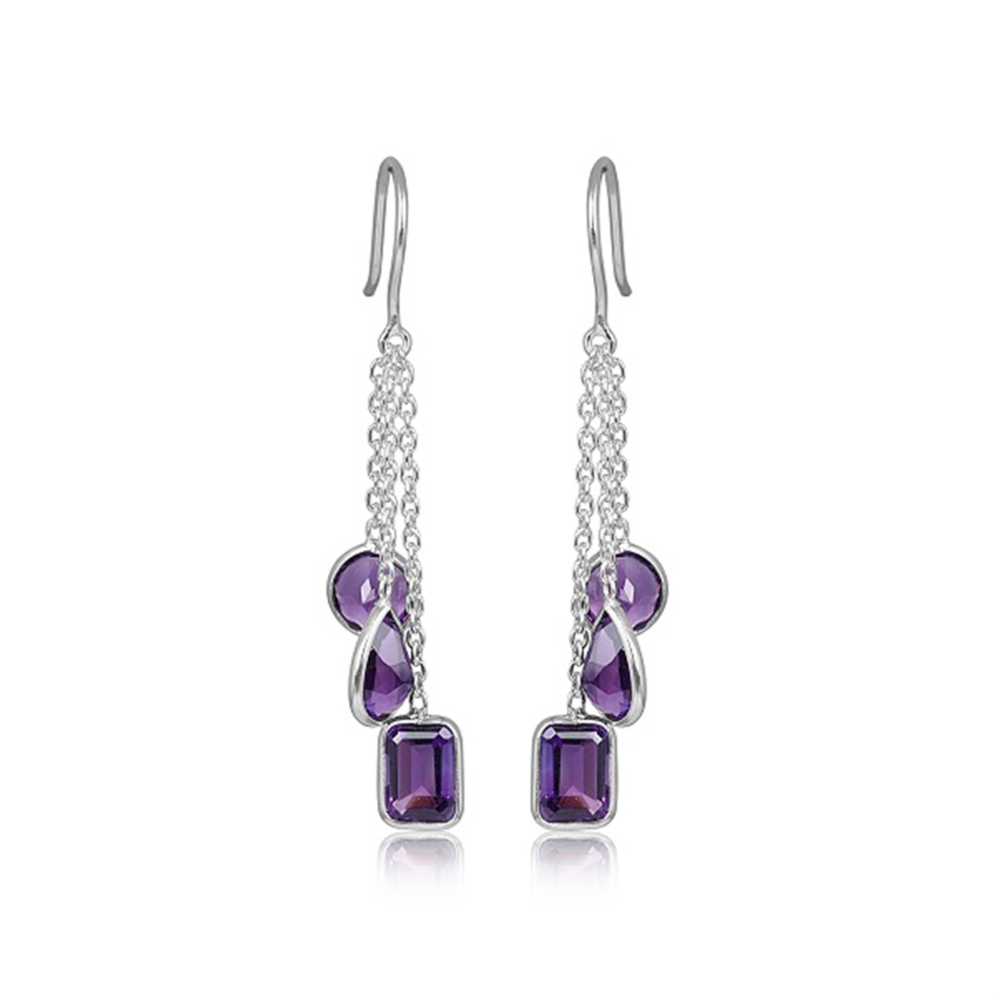 925 Sterling Silver Amethyst Fall Drop Dangle Earring Jewelry Manufacturer 