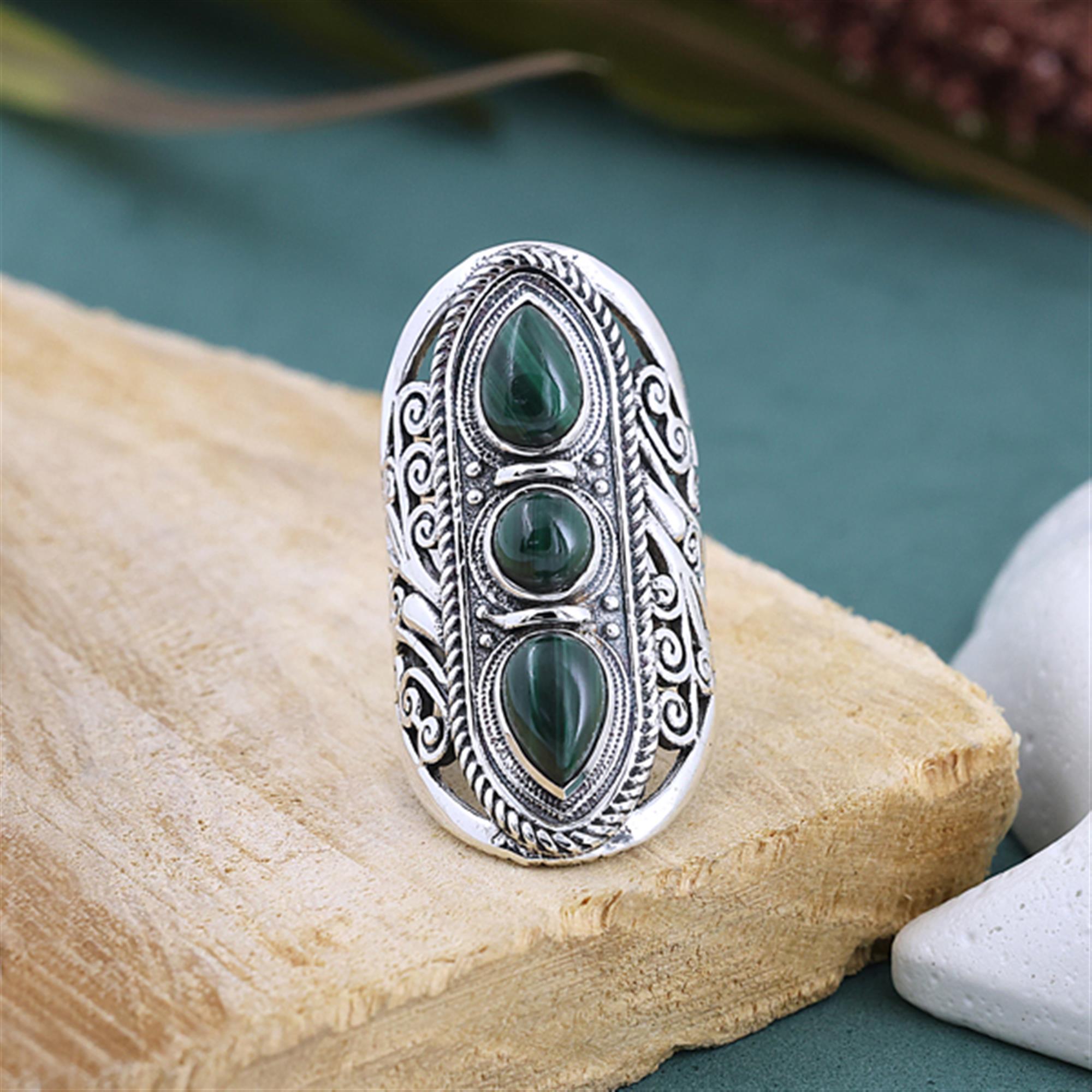 925 Sterling Silver Three Stone Filigree Ring Fine Jewelry Wholesaler Supplier 