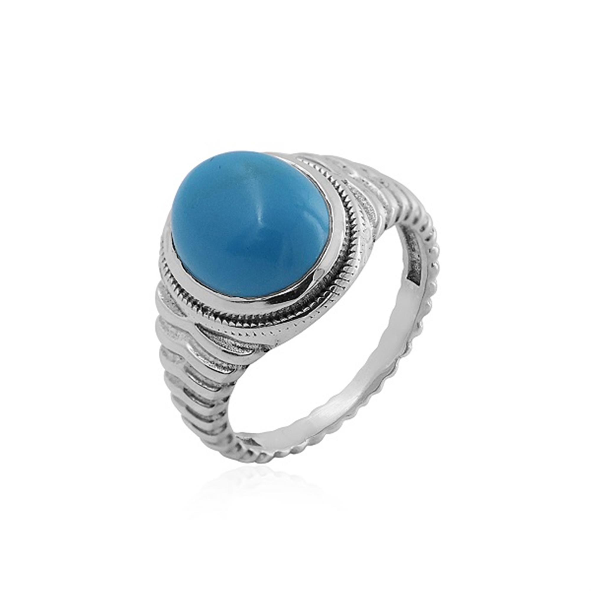 925 Sterling Silver Natural Turquoise Birthstone Dome Statement Band Ring Jewelry Supplier 