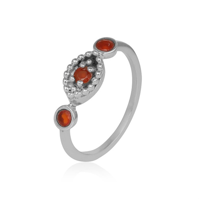 Buy 925 Sterling Silver Three Gemstone Minimal Band Ring Jewellery Supplier 