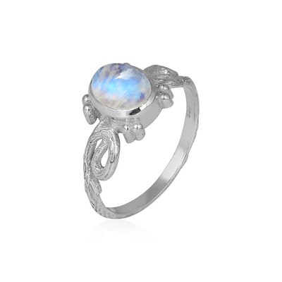 925 Silver Blue Flash Gemstone Vintage Style Designer Band Ring Women Jewelry Distributor 