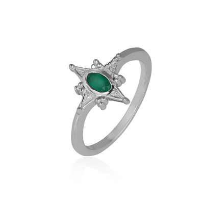 Sterling Silver North Star Handmade Oval Gemstone Band Ring Bulk Jewellery Wholesaler 