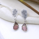 Pink Rhodochrosite Rustic Sterling Silver Drop Earrings  | Akrati Jewels Inc