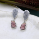 Long Rhodochrosite Textured 925 Sterling Silver Stud Earrings | Akrati Jewels Inc