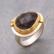Sterling Silver Somky Quartz Gemstone Gold Plated Collet Ring | Akrati Jewels Inc