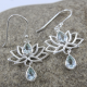 Lotus Design Blue Topaz Silver Earring | Akrati Jewels Inc