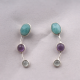 Amazonite, Amethyst, Prehnite Earclimber Stud Earring | Akrati Jewels Inc