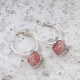 Rhodochrosite Gemstone Rough, Sterling Silver Hoops Earring | Akrati Jewels Inc