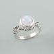 Moonstone Sterling SIlver Ring Fan Design | Akrati Jewels Inc