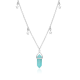 Natural Amazonite Pencil Shape 925 Sterling Silver Reiki Point Pendulum Pendant Necklace With Star Charms On The Chain  | Akrati Jewels Inc