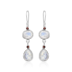 Natural Multi Oval Flashy Moonstone and Garnet Sterling Silver Dangle Earrings Wholesaler | Akrati Jewels Inc