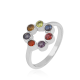 Multi Gemstone Sterling Silver Handcrafted Stud Rings | Akrati Jewels Inc