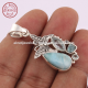 Butterfly design larimar & blue topaz gemstone 925 sterling silver pendant handmade silver jewelry fashion gemstone jewelry | Akrati Jewels Inc