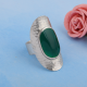 Hammered Finish 925 Sterling Silver Natural Green Onyx Gemstone Chunky Ring | Akrati Jewels Inc