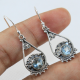 Blue Topaz Gemstone Sterling Silver Earring Jewelry | Akrati Jewels Inc