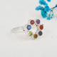 Multi Gemstone Sterling Silver Handcrafted Stud Rings | Akrati Jewels Inc