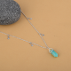 Natural Amazonite Pencil Shape 925 Sterling Silver Reiki Point Pendulum Pendant Necklace With Star Charms On The Chain  | Akrati Jewels Inc