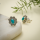 Flower Design Sterling Silver Turquoise Stud Earring Jewelry | Akrati Jewels Inc