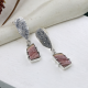 Long Rhodochrosite Textured 925 Sterling Silver Stud Earrings | Akrati Jewels Inc
