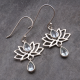 Lotus Design Blue Topaz Silver Earring | Akrati Jewels Inc