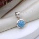 Round Larimar Minimalistic sterling Silver Pendant Jewelry for Women | Akrati Jewels Inc