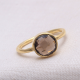 Smoky Quartz Silver Matt Finish 14k Gold Ring | Akrati Jewels Inc