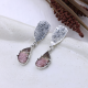 Pink Rhodochrosite Rustic Sterling Silver Drop Earrings  | Akrati Jewels Inc