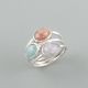 Rhodochrosite & Amazonite & Moonstone Silver Ring Jewelry | Akrati Jewels Inc