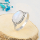 Oval Cab Natural Rainbow Moonstone 925 Sterling Silver Ring | Akrati Jewels Inc
