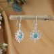 925 Sterling Silver Genuine Turquoise Gemstone Lotus Dangle Earring Fine Jewelry Wholesaler | Akrati Jewels Inc