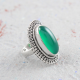 Bali work Green Onyx Gemstone Silver Ring | Akrati Jewels Inc