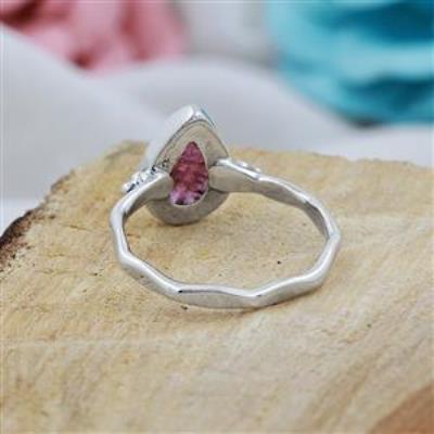 925 Sterling Silver Natural pink Tourmaline Pear Shape Ring US 9.5  | Akrati Jewels Inc