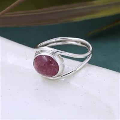 Natural Pink Tourmaline Oval Shaped Ring US 10 | Akrati Jewels Inc