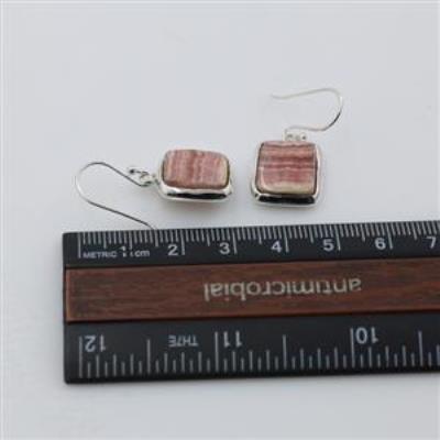 Rhodochrosite square Shape Silver Earring | Akrati Jewels Inc