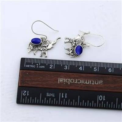 925 Sterling Silver Oval Stone Elephant Dangle Earring Fine Jewelry Manufacturer | Akrati Jewels Inc