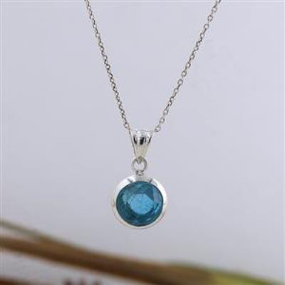 Minimalist Apatite Pendant 925 Sterling Silver Handmade Jewelry | Akrati Jewels Inc