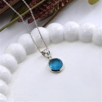 Minimalist Apatite Pendant 925 Sterling Silver Handmade Jewelry | Akrati Jewels Inc