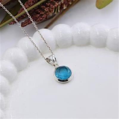 Minimalist Apatite Pendant 925 Sterling Silver Handmade Jewelry | Akrati Jewels Inc