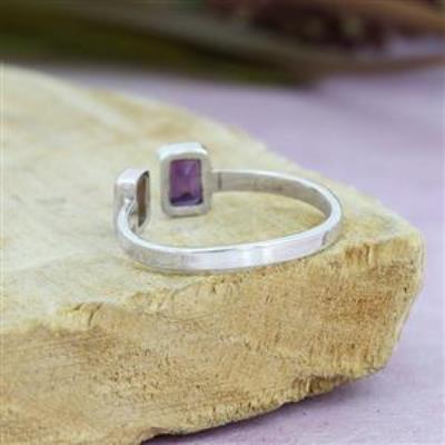 Natural Two Gemstone 925 Sterling Silver Open Shank Ring Fine Jewellery Supplier | Akrati Jewels Inc