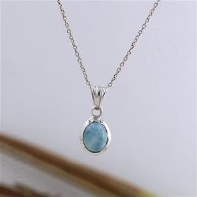 Natural Blue Ocean Larimar Pendant 925 Sterling Silver Jewelry  | Akrati Jewels Inc