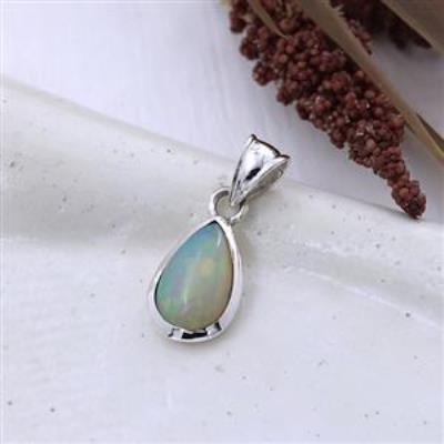 Teardrop Dainty Ethiopian Opal Pendant Silver Jewelry | Akrati Jewels Inc