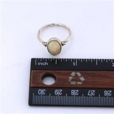 925 Sterling Silver Ethiopian Opal Oval Shaped Band Ring US 9 | Akrati Jewels Inc