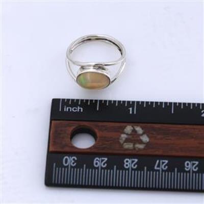 925 Sterling Silver Ethiopian Opal Oval Shaped Split Band Ring US 8 | Akrati Jewels Inc