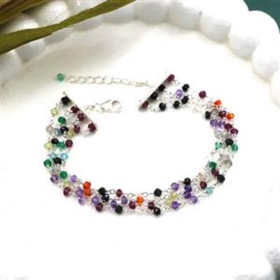 925 Sterling Silver Multi Gemstone Beads Bracelet Fine Jewelry Wholesaler  | Akrati Jewels Inc